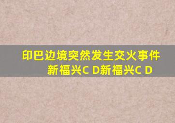 印巴边境突然发生交火事件新福兴C D新福兴C D